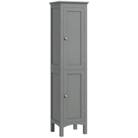 Kleankin - armoire de rangement de salle de bain haute avec étagères réglables - gris-Les armoires fermées rangent soigneusement votre collection d’essentiels de salle de bain 