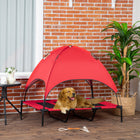 PawHut - Lit rafraîchissant surélevé pour animaux avec auvent pour chiens taille XL - 48 po L x 36 po l x 43 po H - rouge-Doté d'un cadre en acier léger, ce qui le rend très durable 