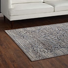Modway - Margarida Turc vintage vieilli vieilli Tapis de 5 pi l x 8 pi L - Bleu et crème- Fil polypropylène / chenille