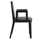 Modway - Monarch Bois et rotin Fauteuil à manger - Noir Noir Gris-6