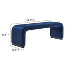 Modway - Koda Performance Velvet Banc long de la chute d’eau - Noir Bleu Nuit-Conception des cascades