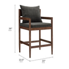 Modway - Remington Bois Tabouret de comptoir Ensemble de 2 - Fusain-Siège rembourré en mousse