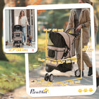 PawHut - Poussette de luxe à 3 roues pour animaux avec frein, auvent, porte-gobelets, café-Fenêtres en maille respirante gardant les animaux au frais et à l’aise 