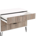 Manhattan Comfort - Dumbo commode moderne 35,19" - blanc et gris-Pieds évasés en métal doré élégants ajoutant un design mode sans couture et de la durabilité