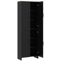 HOMCOM - Armoire de cuisine garde-manger 67 po à 4 portes avec étagères réglables - noir-Comprend un panneau de porte encastré notre armoire de rangement ajoute une beauté moderne et épurée à votre décoration intérieure 