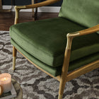 Modway - Langford Performance Velvet Fauteuil d’accent - Noyer vert mousse-Accents de laiton charmants