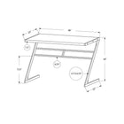 Monarch Specialties - 7372 Bureau 48 po L - Blanc/Metal Argent-Bureau compacte parfait pour, les studios, les résidences universitaires ou les petits espaces