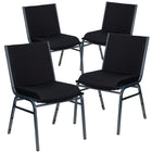 Flash Furniture – Chaise empilable robuste noire à motifs à revêtement Hercules rembourrée de 3 po, 4/pqt-Style contemporain