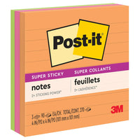 Post-it - Feuillets super collants, collection Coup de pouce, 4 po x 4 po, 90 feuillets/bloc, 270 feuilles, paquet de 3-Les Feuillets super collants Post-it offrent deux fois plus d’adhérence