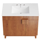 Modway - Miles 36" Vanette de salle de bain - Noyer blanc-Assemblée requise