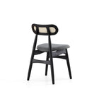 Manhattan Comfort - Lot de 2 chaises de salle à manger Colbert 44,5 cm style industriel chic, rembourrées, noir et gris-Dossier ovale rectangulaire unique en canne