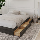 Nexera - Lit double 3 tiroirs, Gris écorce-Accommode un matelas standard de format double.  Sommier non requis. Capacité de charge: 500 lbs