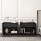 Manhattan Comfort - Ensemble de 2 tables de chevet modernes Evelyn 32" à 1 tiroir - gris charbon-Comprend 1 étagère ouverte et 1 tiroir à extension totale