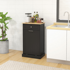 HOMCOM - meuble buffet bas à bascule pour poubelle 10 gallons avec bac caché et tiroir - noir-Le meuble à porte inclinée peut accueillir une poubelle jusqu'à 10 gallons 