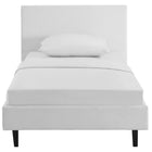 Modway - Anya Tissu Lit simple, Blanc-Capsules de pied non marquées