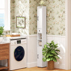 HOMCOM - Armoire de rangement de salle de bain étroite et haute 73 po - grain de bois blanc-Équipé de dispositifs anti-basculement pour une sécurité accrue 