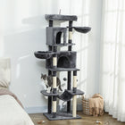 PawHut - Arbre à chat 69 po, tour avec 2 condos - gris foncé-Plateforme supérieure remplie de coton pelucheux pour un confort semblable à un nuage 