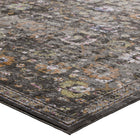 Modway - Minu Treillis floral vieilli Tapis 4 pi l x 6 pi L - Noir, jaune et orange-Résistant aux taches / Facile à nettoyer