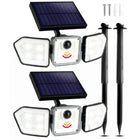 Bell+Howell - Projecteurs solaires d'extérieur bioniques avec détecteur de mouvement - Paquet de 2-Éclairez votre maison la nuit: projecteur à détection de mouvement qui s’allume quand il détecte un mouvement pour éclairer cour, patio, allée, garage et dissuader animaux