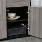 HOMCOM - Buffet latéral haute brillance 31,1 po L avec 2 tiroirs - gris et noir-Portes à ouverture par pression pour plus de commodité 