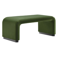 Modway - Koda Performance Velvet Ottoman de la cascade - Vert mousse noire-Revêtement en velours de performance