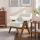 Modway - Lyra Tissu Boucle Fauteuil - Ivoire-Cadre en contreplaqué, pieds en caoutchouc
