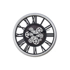 Monarch Specialties - Horloge - 20 po Rond - Mécanisme D'Engrenage - Horloge Murale - Noir - Argent - Transitionnel-Horloge murale ronde de 20 pouces, tendance et sophistiquée, au design squelettique et à la finition noire et grise, parfaite pour les décors transitionnels