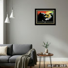 Marley Bob Looking Up With Gold LP - Impression encadree - 38" x 29"-Prêt à accrocher - livré entièrement assemblé