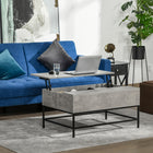 HOMCOM - Table basse relevable avec compartiment de rangement caché - gris-Table basse à plateau relevable avec espace de rangement caché pour vos objets