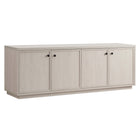 Hudson&Canal - Meuble TV Ormond pour téléviseurs jusqu'à 75" - Blanc aulne-Comprend quatre portes avec armoires fermées et 4 étagères pour un grand espace de rangement