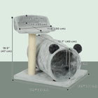 PawHut - Arbre à chat petit, tour avec tunnel, poteau à griffer, lit - gris-Tunnel pour chat avec papier bruissant qui éveille la curiosité 