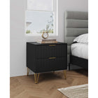 Manhattan Comfort - Table de nuit moderne DUMBO 20,07" à 2 tiroirs - Noir-Comprend 2 tiroirs à extension totale conçus avec des lignes verticales texturées