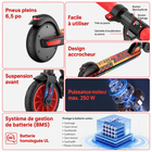 Gyrocopters - Trottinette électrique pour enfants Flash KidZ - Vitesse 19 km/h - Autonomie 11 km - Éclairage LED - Rouge-Oubliez les tracas liés au matériel encombrant et aux pneus crevés. Notre mécanisme de pliage « en un clic » permet aux parents de replier la trottinette en quelques secondes, pour un transport facile dans le coffre ou un rangement aisé dans le placard