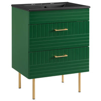 Modway - Daybreak 24" Vanette de salle de bain - Vert Noir-MEUBLE DE SALLE DE BAIN CONTEMPORAINE - Doté d’un design épuré et d’une quincaillerie en métal doré, ce meuble intègre un style contemporain à votre espace de salle de bain