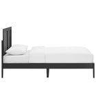 Modway - Sirocco Rotin et bois Lit à plateforme jumelle, Noir-Tête de lit à hauteur ajustable