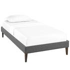 Modway - Tessie Tissu Cadre de lit simple avec pieds carrés et effilés, Gris-Dix lattes de support en bois 