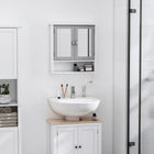 Kleankin - Armoire à pharmacie avec miroir - gris-Gain de place, peut être suspendu au mur ou au-dessus des toilettes 