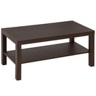 HOMCOM - Table basse 2 niveaux avec étagère de rangement pour salon - noyer-Fabriqué en MDF massif et en panneau alvéolaire avec une finition plaquée résistante à l'usure et aux taches