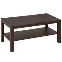 HOMCOM - Table basse 2 niveaux avec étagère de rangement pour salon - noyer-Fabriqué en MDF massif et en panneau alvéolaire avec une finition plaquée résistante à l'usure et aux taches
