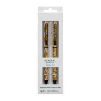 General Supply Goods + Co - Stylos-Bille Torsadés - Motif Doré - Paquet de 2-Stylos à bille à torsion avec encre bleue