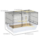 PawHut - Cage enclos pour cochons d’Inde et lapins avec portes - 24 po L x 15 po l x 16 po H-Planche en bois au fond avec un design à lattes pour éviter l’accumulation de déchets et d’excréments 