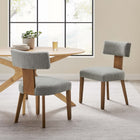 Modway - Nalani Tissu tapis Chaises de salle à manger Ensemble de 2 - Tissage à bruyère Blé brun foncé-Rembourrage en mousse dense