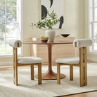Modway - Torian Tissu Boucle Chaise à manger - Ivoire de chêne français - Ensemble de 2-Jambe arrière à double poutre