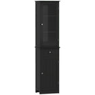 Kleankin - Armoire de rangement de salle de bain mince avec étagères ajustables et tiroir - noir-2 armoires et un tiroir offrent un espace de rangement généreux 