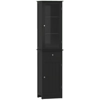 Kleankin - Armoire de rangement de salle de bain mince avec étagères ajustables et tiroir - noir-2 armoires et un tiroir offrent un espace de rangement généreux 