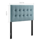 Modway - Emily Biscuit Touffé Performance Velvet Tête de lit jumelée, Bleu clair-Sellerie en velours en polyester