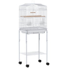 PawHut - Cage à oiseaux 49 po H avec accessoires, roulettes, support amovible, rangement - blanc-Enclos pour oiseaux avec suffisamment d'espace pour les petits oiseaux tels que les pinsons et les perruches 
