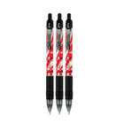 Zebra - Motif football Stylos à bille rétractables Z-Grip - 1,0 mm - Noir - Paquet de 3-Poignée en caoutchouc sans latex
