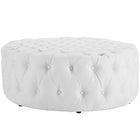 Modway - Amour Vinyle rembourré Ottoman - Blanc-Bois massif et contreplaqué