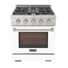Kucht - 30 po Série KFX-X Cuisinière Pro Style au gaz naturel - Acier inoxydable/Blanc-Brûleur rocket power de 21 000 btu pour un saisissage rapide